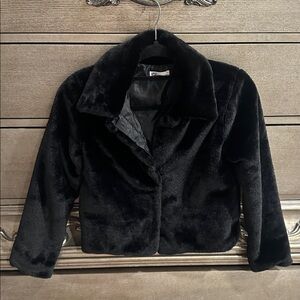Girls Black Faux Fur Jacket